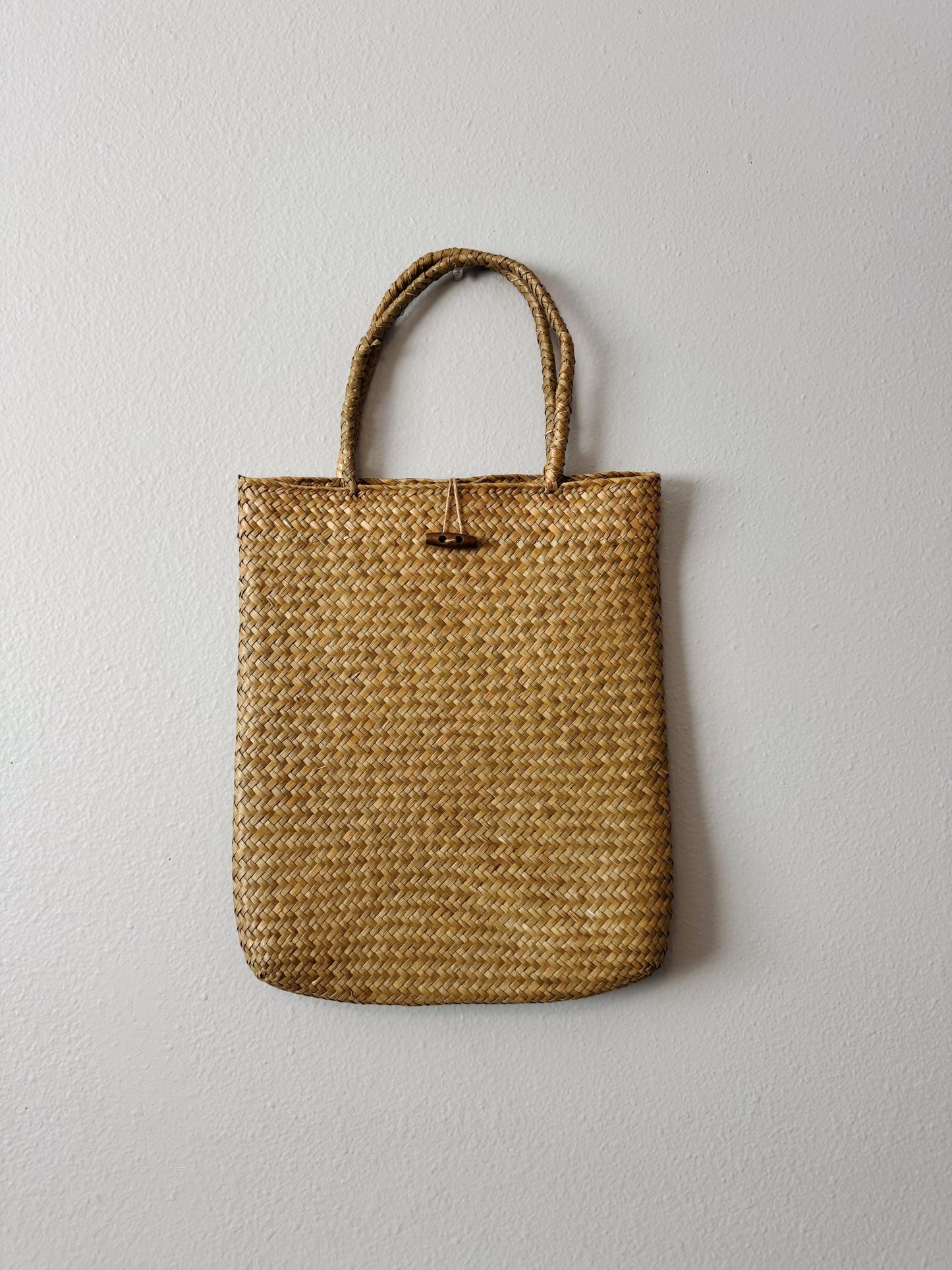 Vintage Palm Leaf Tote- Sand
