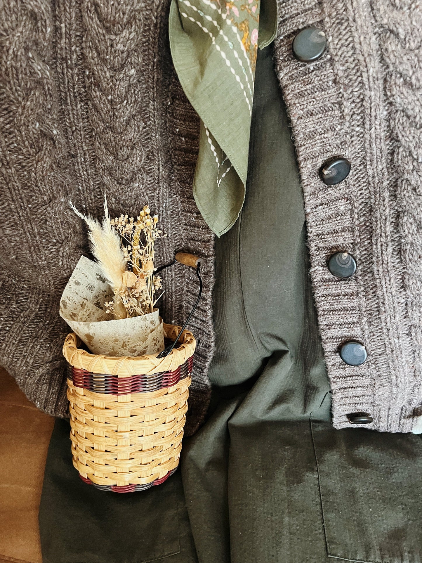 Vintage Mini Wicker Bucket Basket