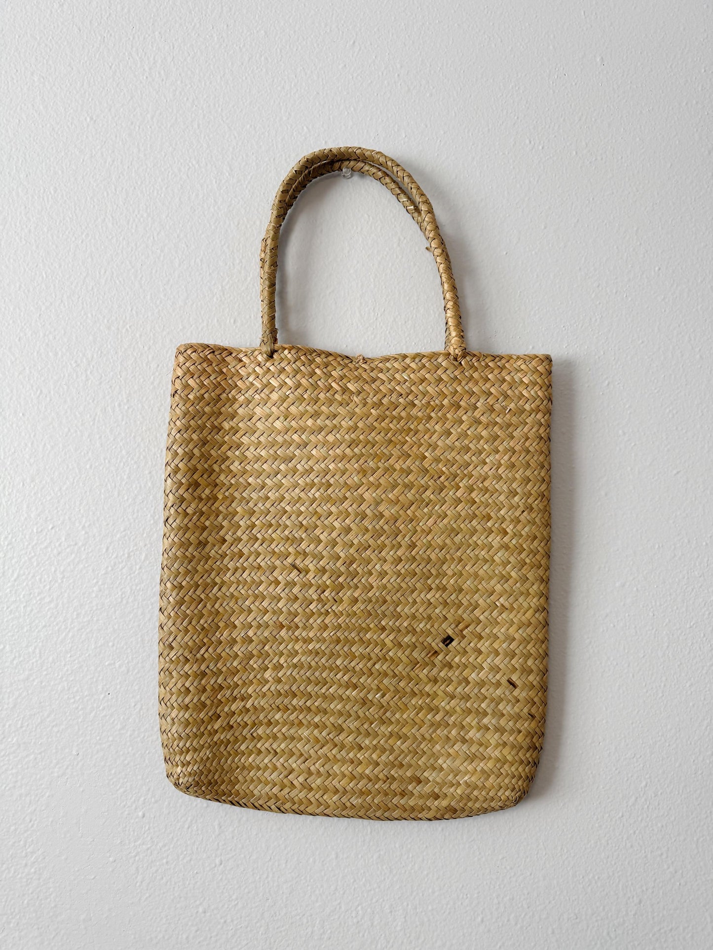 Vintage Palm Leaf Tote- Sand